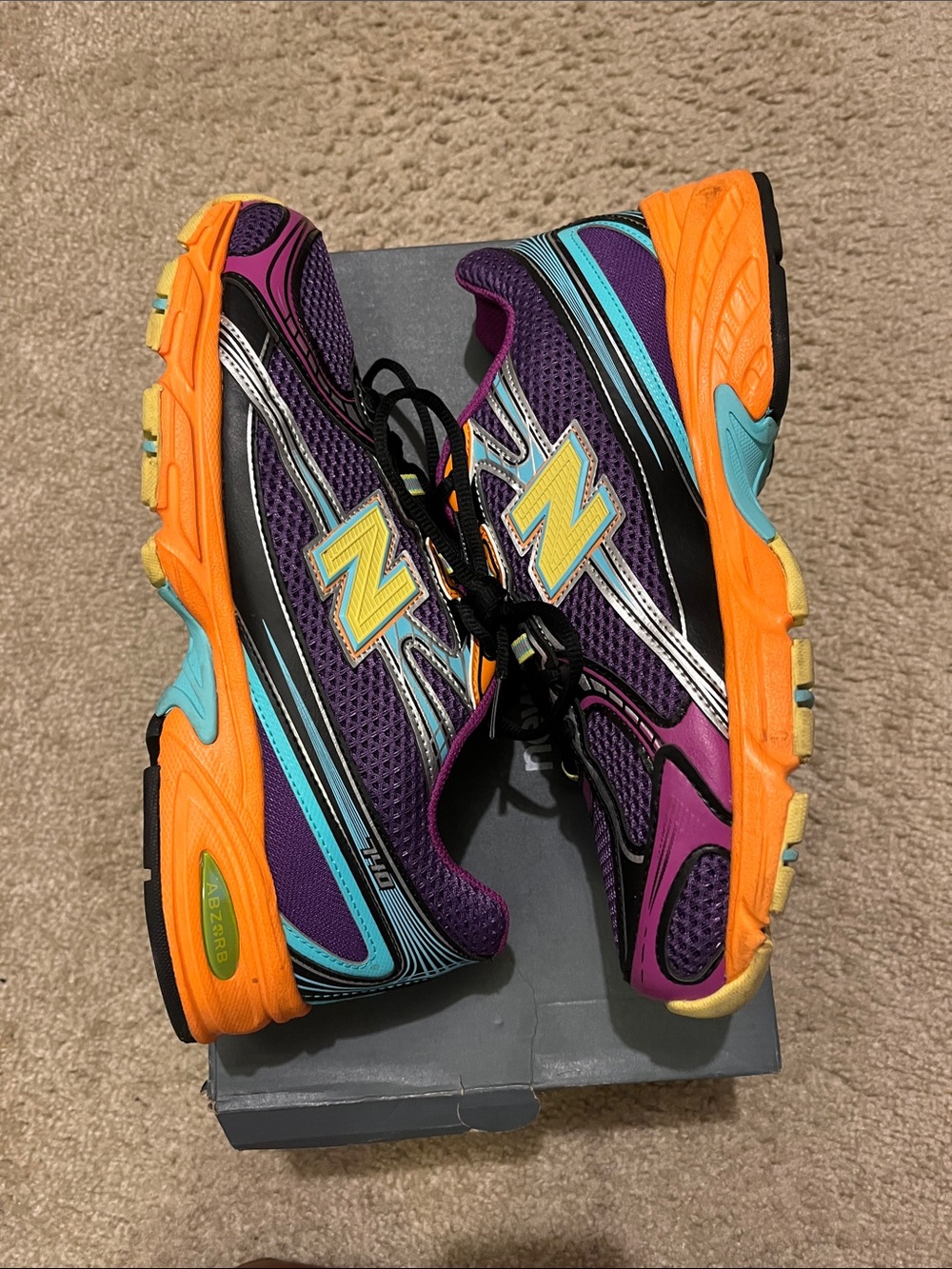 New Balance Purple Teal Orange Running Sneakers for Men with box included - Picture 3 of 4